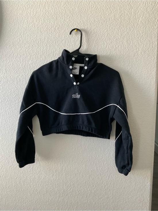 Nike Sweaters - Nike Black Cropped Snap-Button Mock Neck Sweater